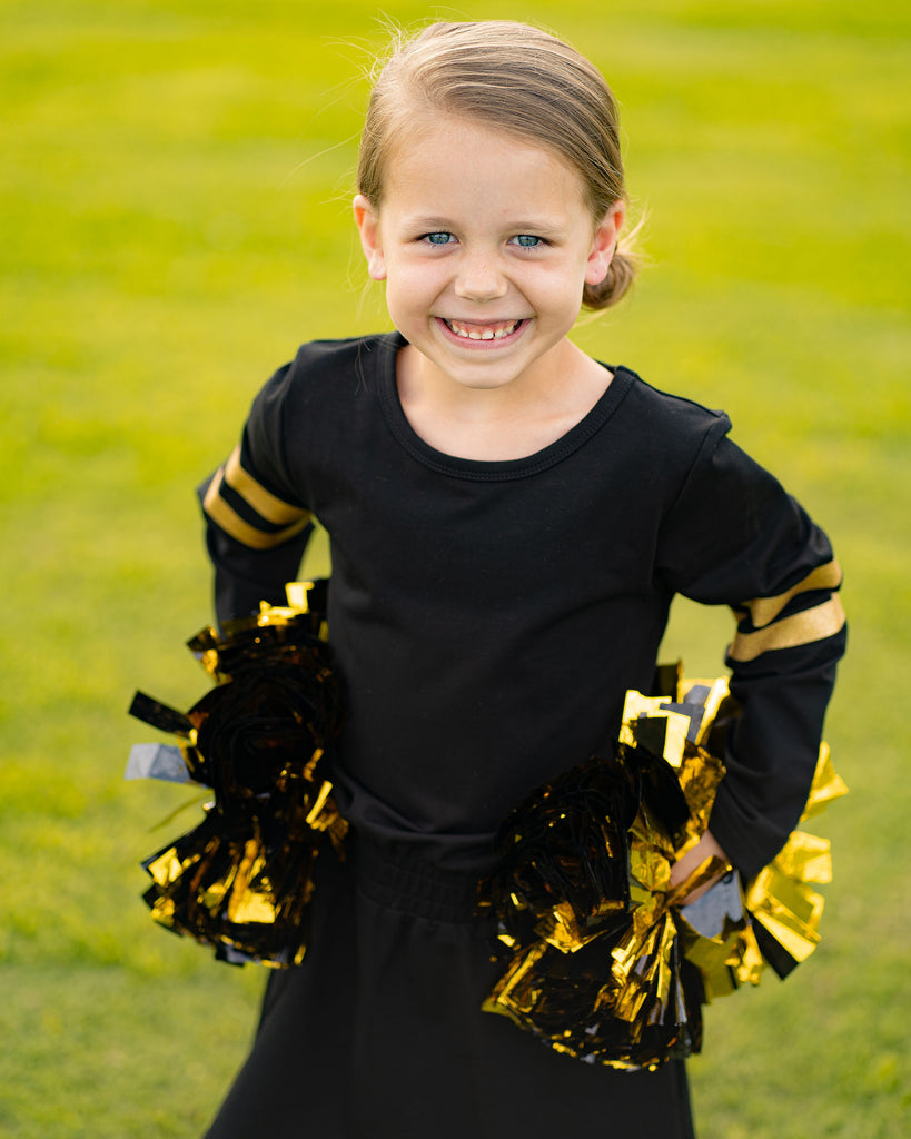 Game Day Glitter Dress - Black and Gold