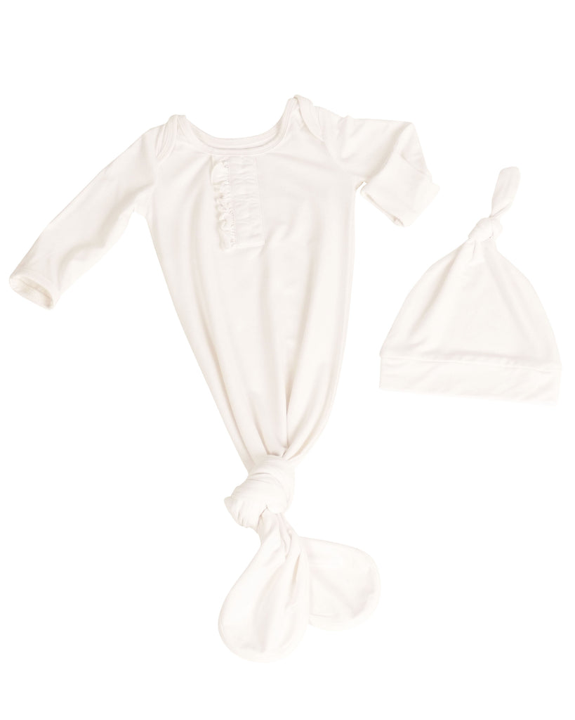 Cinch Sack with Ruffle & Hat - Angel White