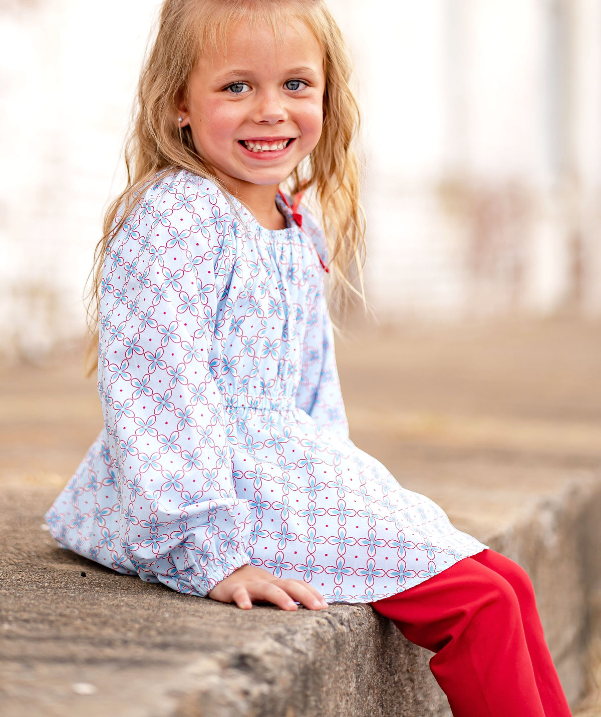 Gloria Geometric - Gabby Gathered Neck Tunic