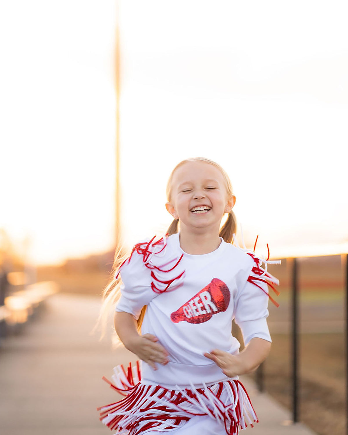 Game Day Cheer Set - Red with Pom Pom Skirt