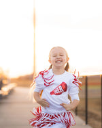 Game Day Cheer Set - Red with Pom Pom Skirt