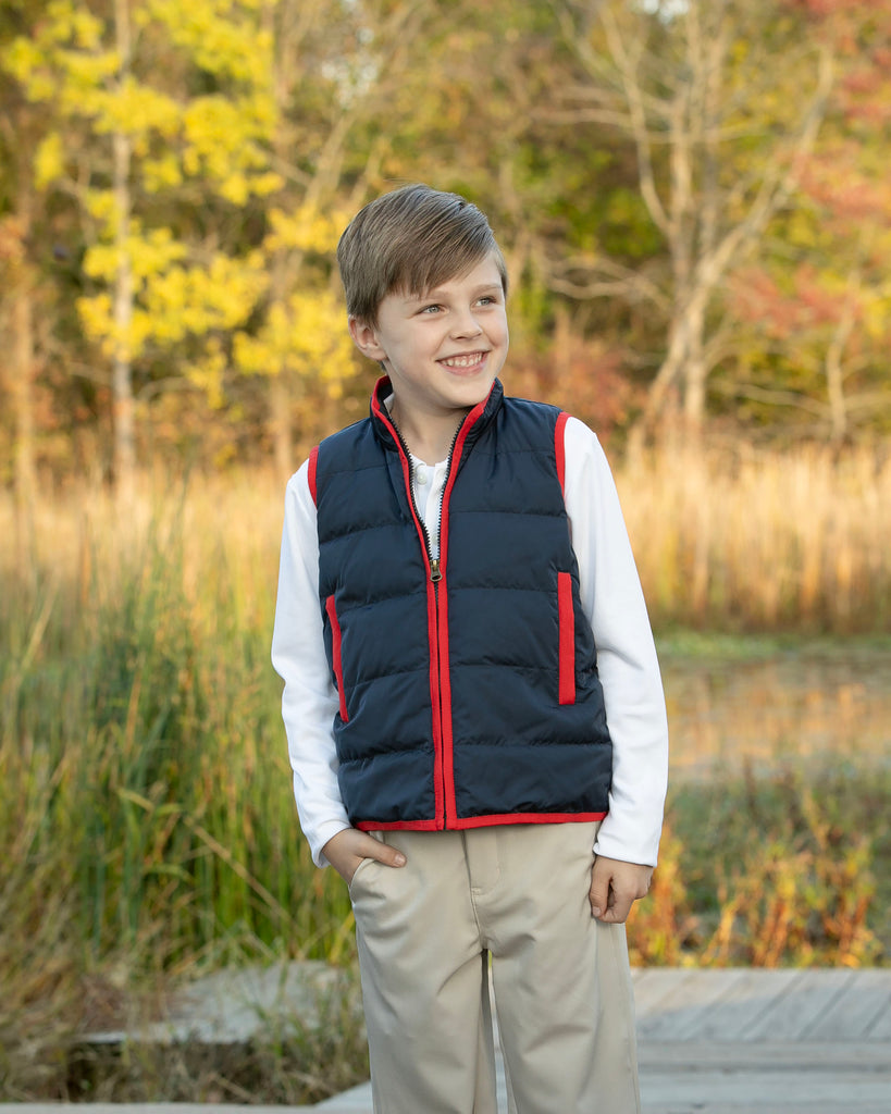 Delta Valley Vest - Maritime Navy with Cardinal Red Trim