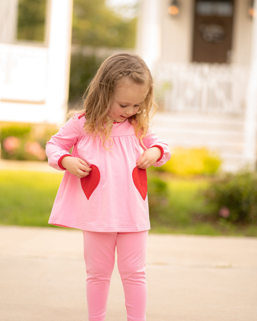 Tabby Tunic and Leggings - Pink with Hearts