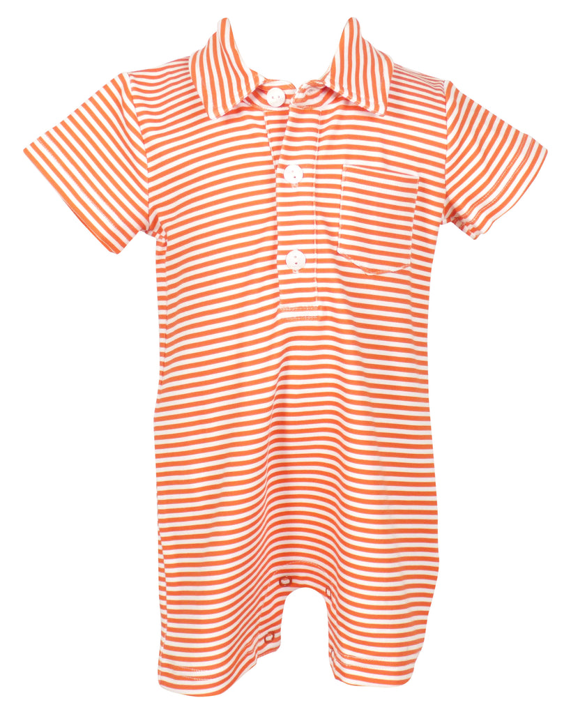 Game Day Rhett Romper - Orange and White Stripe