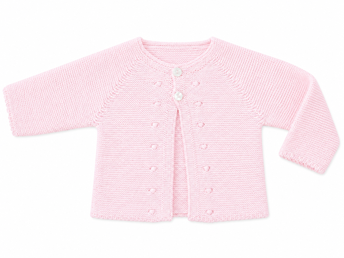 Louisa Layette Cardigan - Cotton Candy Pink