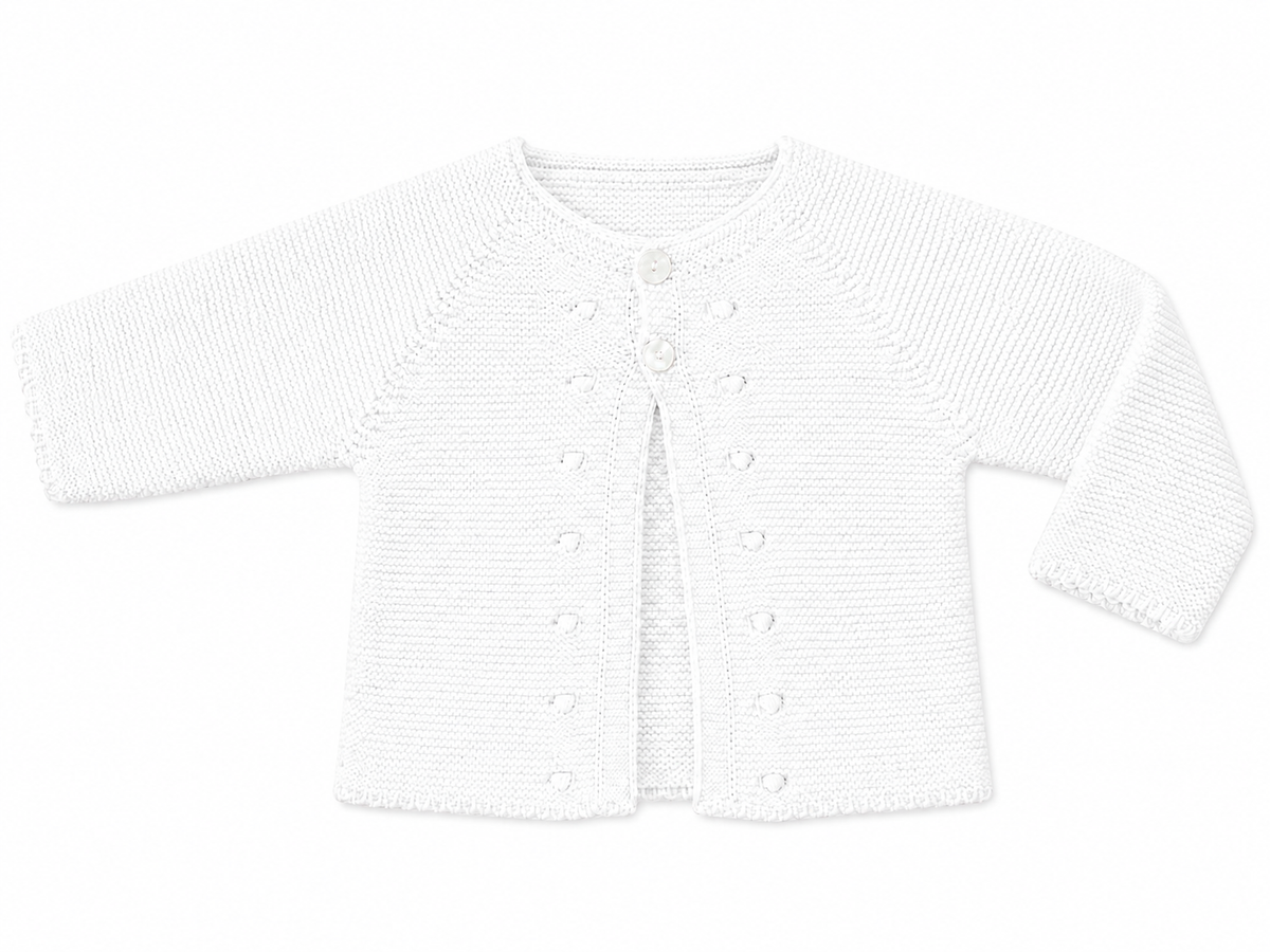 Louisa Layette Cardigan - Snow White