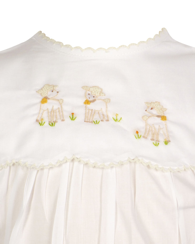 Lambikins Daygown & Diaper Cover - Woven Cream - Scalloped Yoke