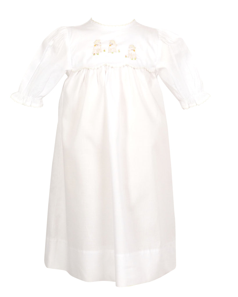 Lambikins Daygown & Diaper Cover - Woven Cream - Scalloped Yoke