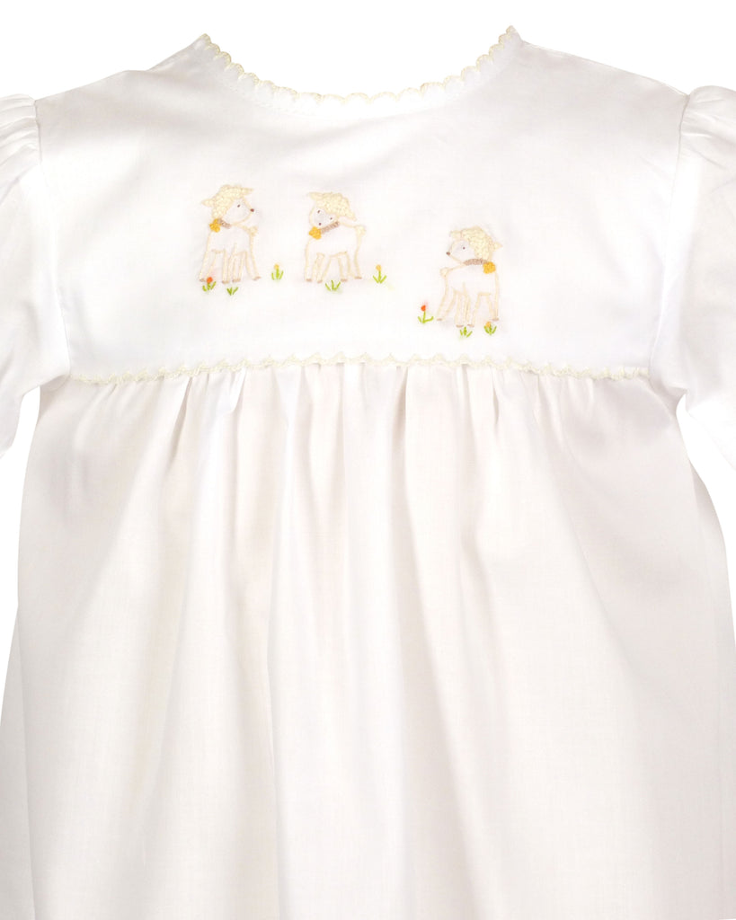 Lambikins Daygown & Diaper Cover - Woven Cream - Straight Yoke