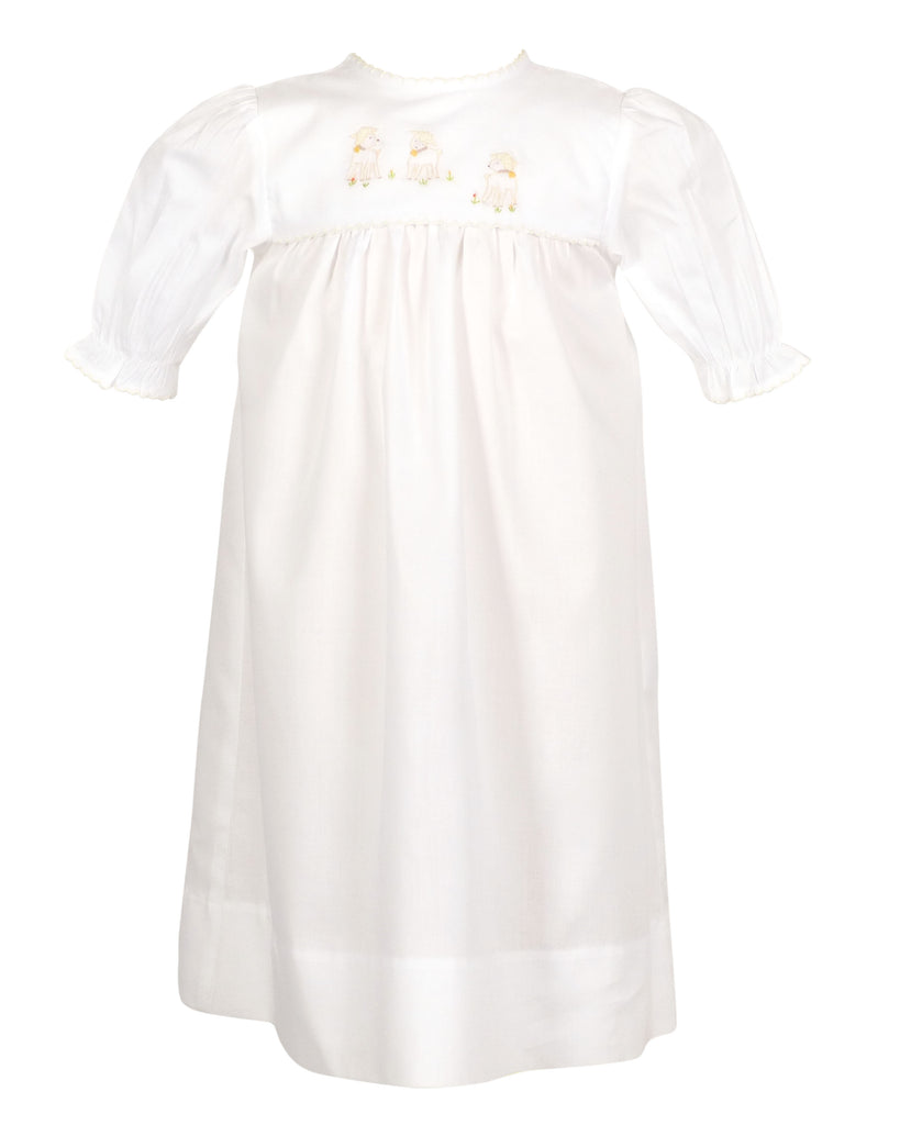 Lambikins Daygown & Diaper Cover - Woven Cream - Straight Yoke