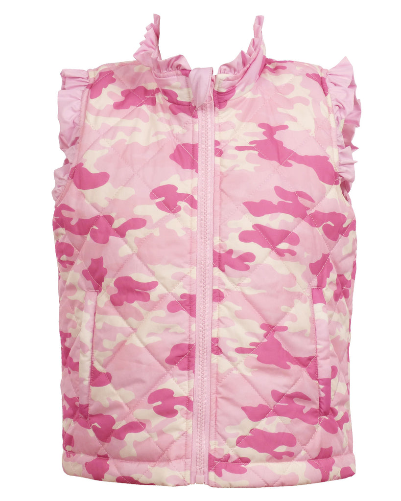 Vera Vest with Ruffle REVERSIBLE - Cotton Candy Pink / Pink Power Camo