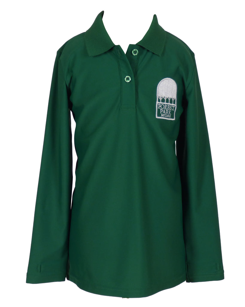 TYL Scholar Performance Polo - Long Sleeve with Forest Park Logo