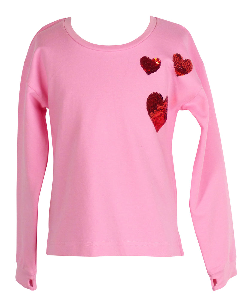 Tabby Top with Hearts - Light Pink