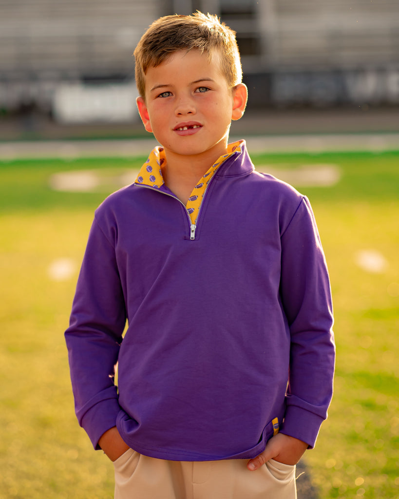 Game Day Quarter Zip - Purple and Gold