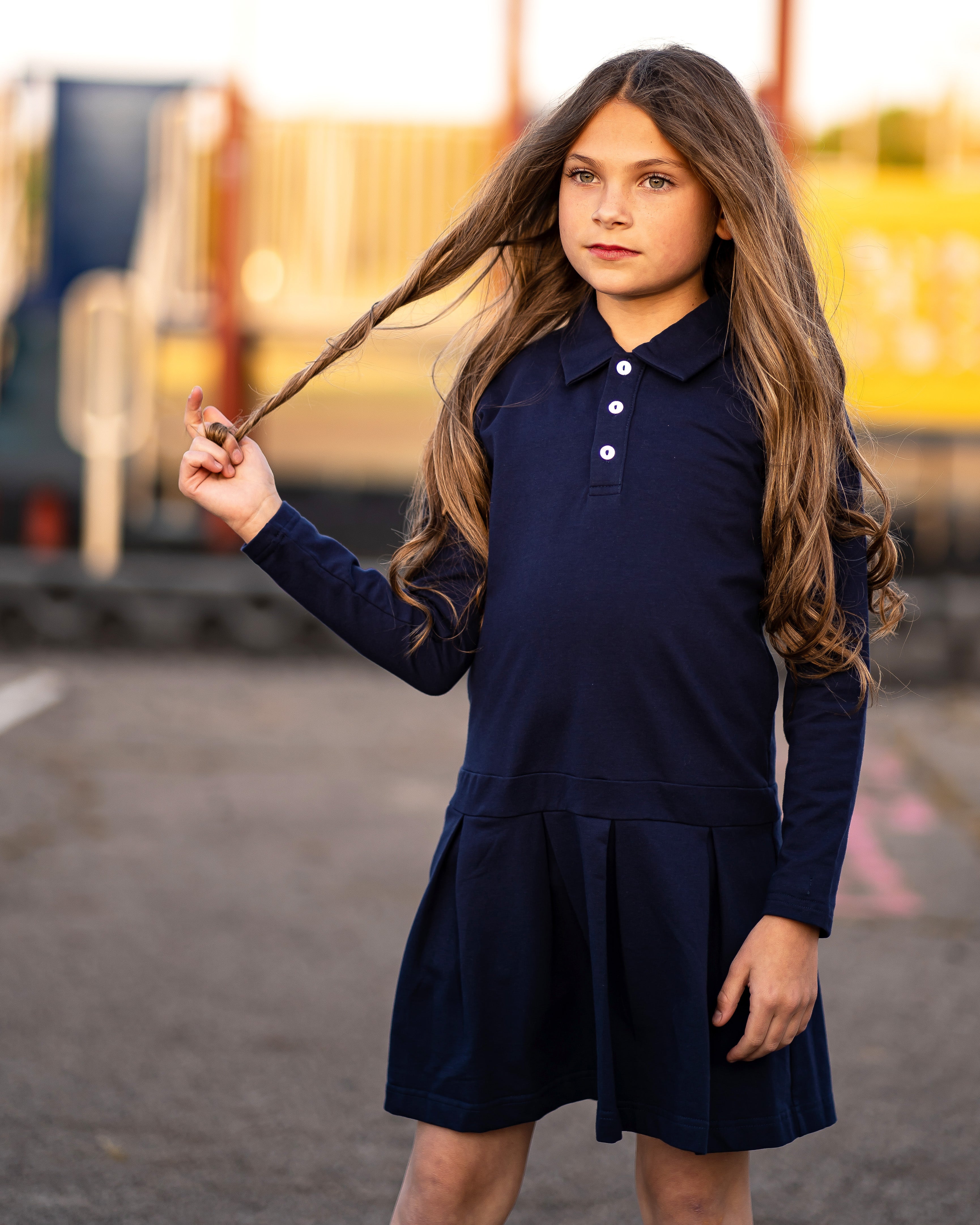 Girl's School Uniform - TYL Scholar Long Sleeve Polo Dress 5 Girl's School Uniform - TYL Scholar Long Sleeve Polo Dress 5