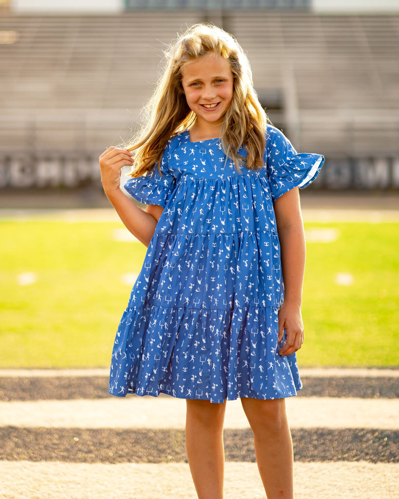 Game Day Tier Dress - Blue