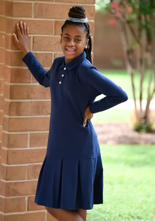 Girl's School Uniform - TYL Scholar Long Sleeve Polo Dress 5 Girl's School Uniform - TYL Scholar Long Sleeve Polo Dress 5
