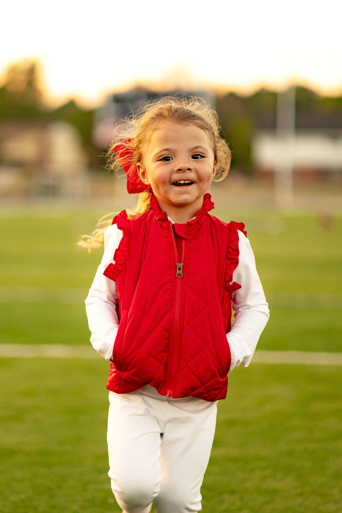 Vera Vest with Ruffle - Cardinal Red