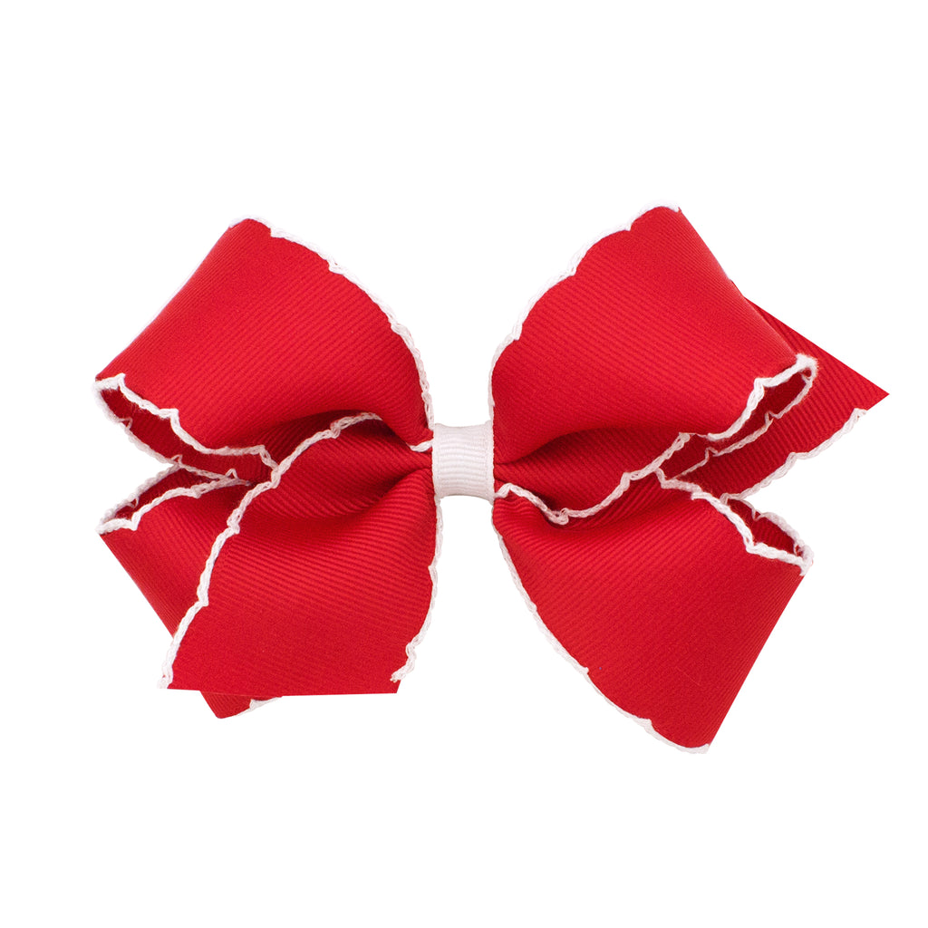 Medium Contrasting Moonstitch Bow in Red with White