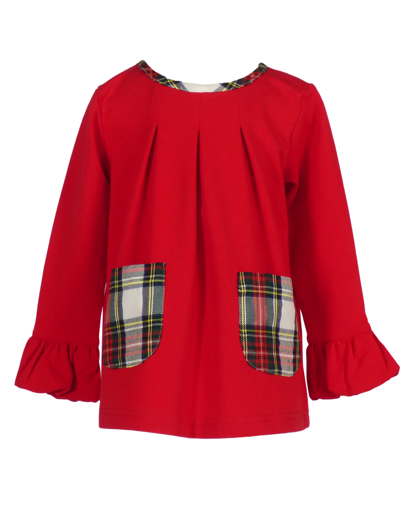 North Pole Plaid - Tollie Tunic in Red Knit