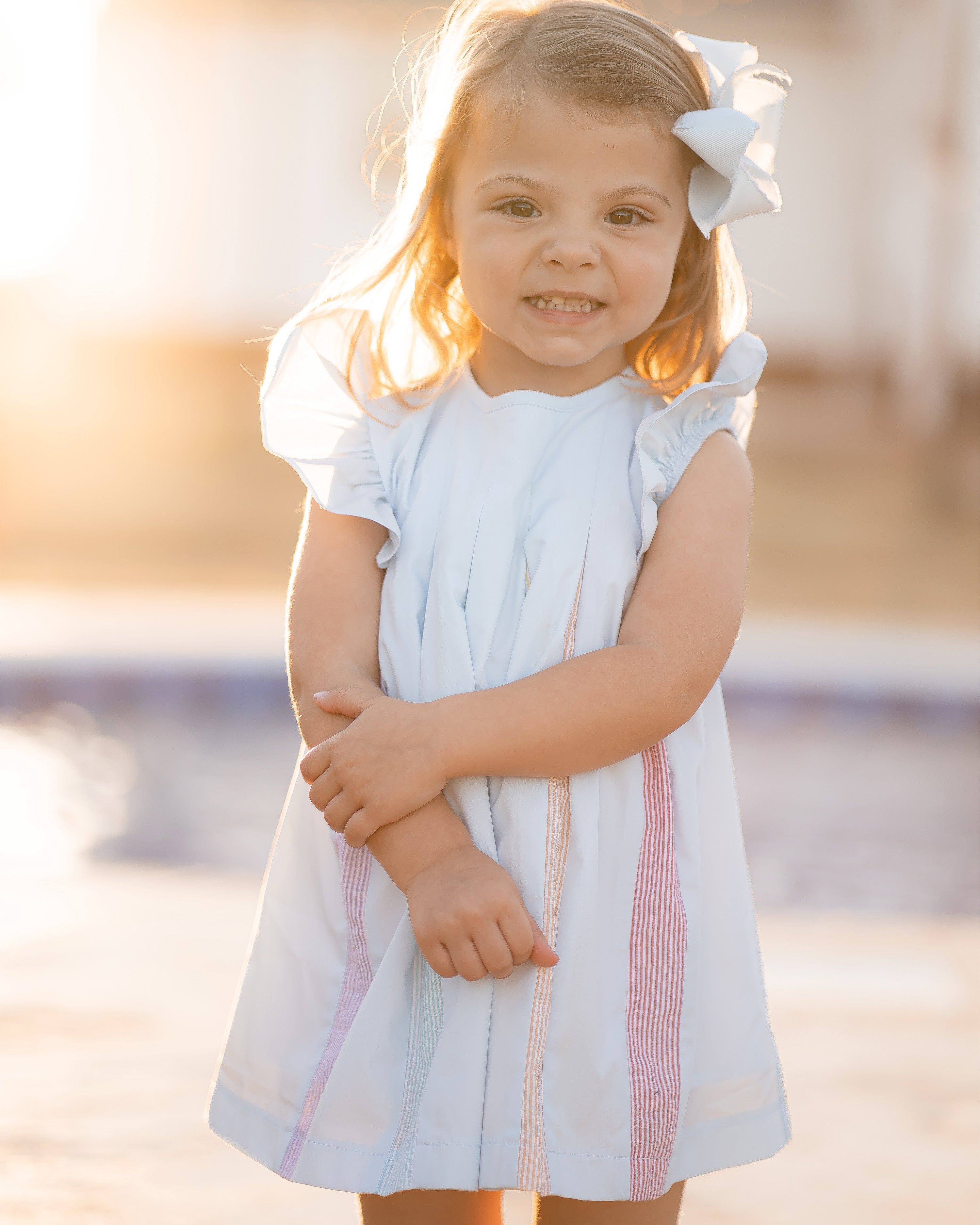white dress with rainbow pleats Rainbow Dress 4