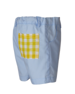 Alexander Short in Blue with Yellow Gingham Seersucker Pocket