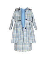 Britton Scalloped Skirt in Blue Jacquard Plaid