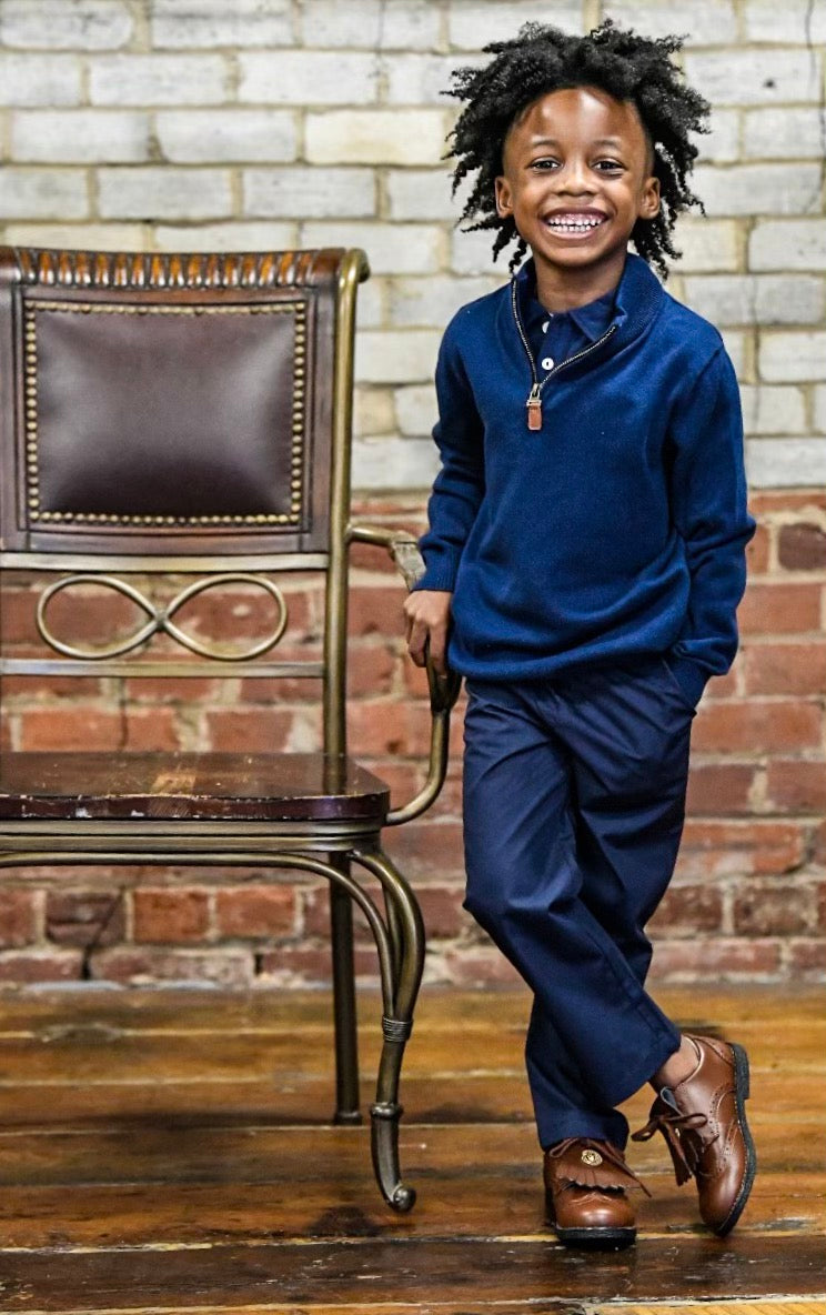 Anthony 1/4 Zip Sweater in Navy