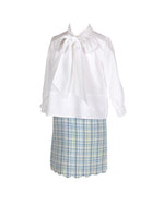 Britton Scalloped Skirt in Blue Jacquard Plaid