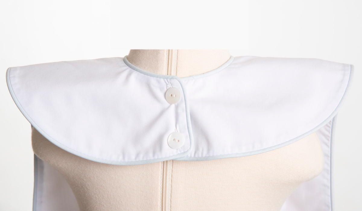 Brookshire Bib - White with White Piping
