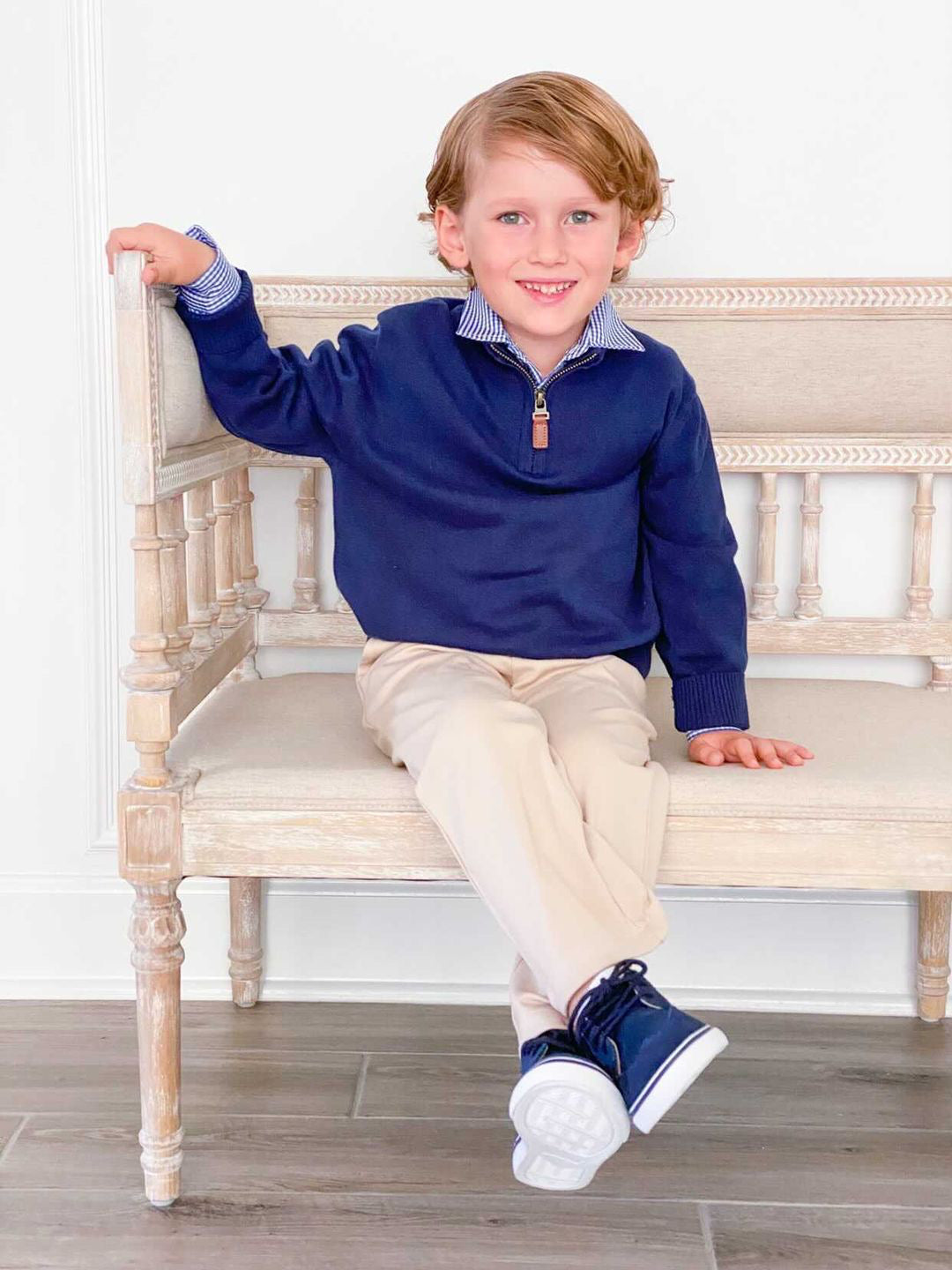 Anthony 1/4 Zip Sweater in Navy