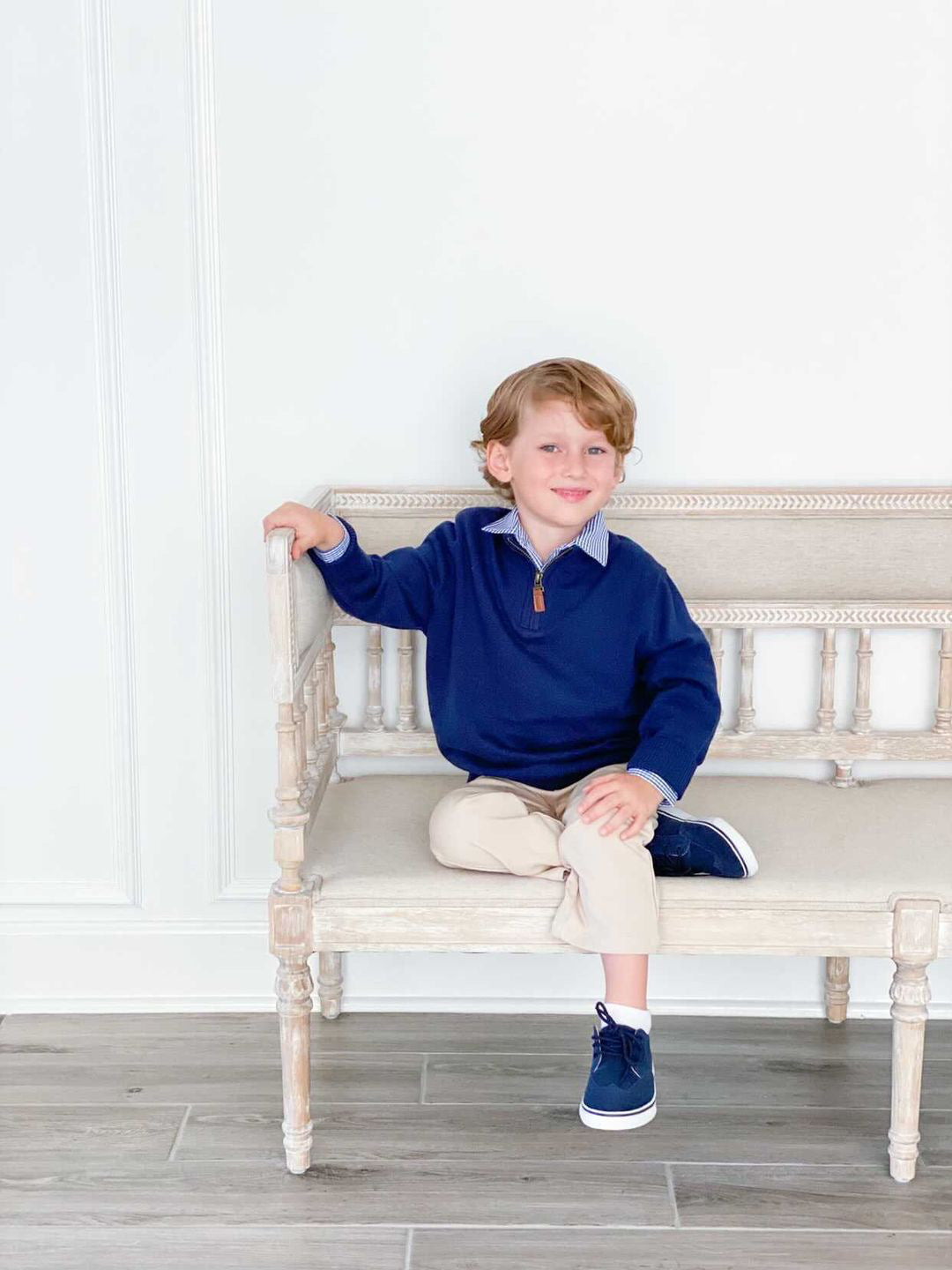Anthony 1/4 Zip Sweater in Navy